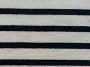 Feinstrickstoff Streifen dick, navy cremewei