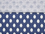 RESTSTCK 108 cm Jacquard leicht elastisch Ovale, cremewei dunkelblau