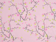 RESTSTCK 111 cm Baumwolle Batist Zweige Blten (Kombi Little Geisha), rosa