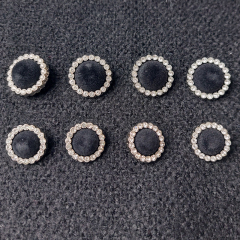 Samtknopf aus Metall mit Strasssteinchen Knopfgre 32/20,48 mm, schwarz