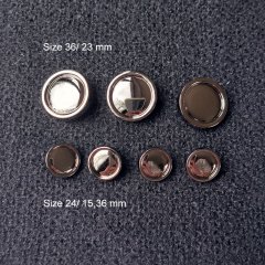 Metallknopf mit Rand glatt glnzend nickelfrei Knopfgre 24/15,36 mm, gunmetal