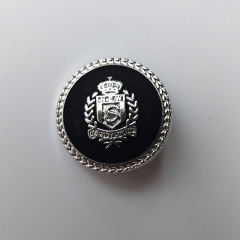 Metallknopf mit Wappen Knopfgre 32/20,4 mm, silber schwarz