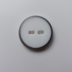 runder Knopf mit silbergrauem Rand Knopfgre 36/23 mm, wei