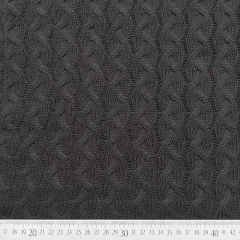 Strickstoff Zopfmuster Meterware, schwarz