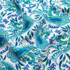 Viskosestoff Popelin Blusenstoff Blumen Paisley, trkis blau mint weiss