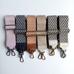 Taschengurt Taschenriemen Webmuster Weave - hellbeige beige -beiges Leder- gold Schnallen