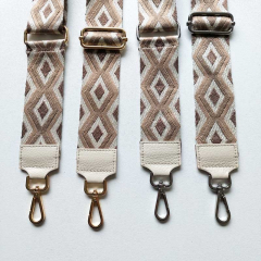 Taschengurt Taschenriemen Rauten beige mattbraun ecrue, ecrue Leder, silber Schnallen
