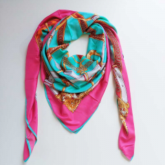 Halstuch Seile Steigbgel quadratisch 130 cm x 130 cm, pink mintgrn