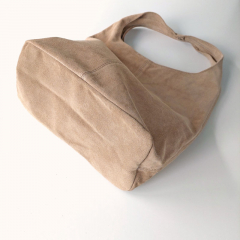 Wildleder Tasche Shopper Beutelform - hellbeige