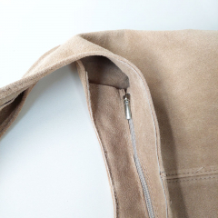Wildleder Tasche Shopper Beutelform - hellbeige