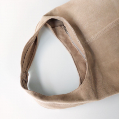 Wildleder Tasche Shopper Beutelform - hellbeige