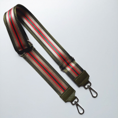 Taschengurt Streifen armygrn beige rot grn-army Leder - silber Schnallen
