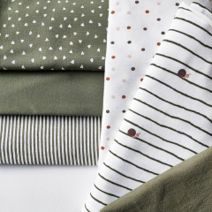Jerseystoff schmale Streifen 2 mm Garn gefrbt, wei khakigrn #KK028