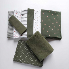 Jerseystoff schmale Streifen 2 mm Garn gefrbt, wei khakigrn #KK028