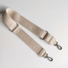 Taschengurt Taschenriemen grafisches Muster 3D- natur - cremeweies Leder - silber Schnallen