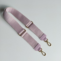 Taschengurt Taschenriemen Webmuster Weave - hellbeige helllila -helllila Leder- gold Schnallen