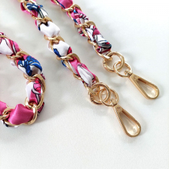 Taschenkette gold Satinband, pink