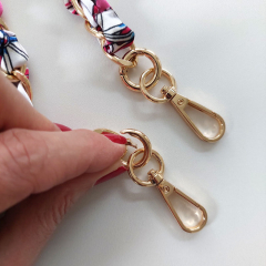 Taschenkette gold Satinband, pink
