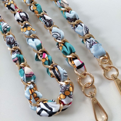 Taschenkette gold Satinband, petrol