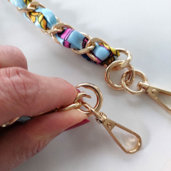 Taschenkette gold Satinband, petrol