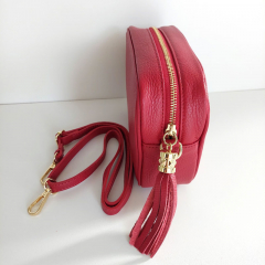 Umhngetasche Ledertasche Schultertasche dunkelrot - gold Schnallen