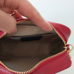 Umhngetasche Ledertasche Schultertasche dunkelrot - gold Schnallen