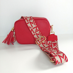 Umhngetasche Ledertasche Schultertasche dunkelrot - gold Schnallen