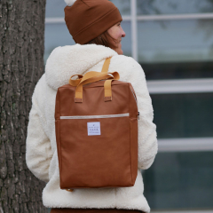 Vintage Lederimitat Kunstleder, cognac braun
