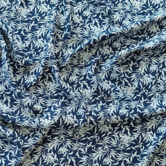 Viskosestoff Popelin Blusenstoff Bltter Zweige, mint (petrol)blau