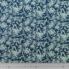 Viskosestoff Popelin Blusenstoff Bltter Zweige, mint (petrol)blau