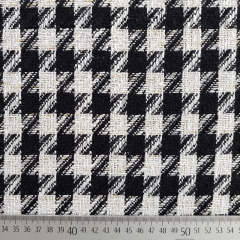 Boucle Stoff Hahnentritt Lurex, schwarz cremewei