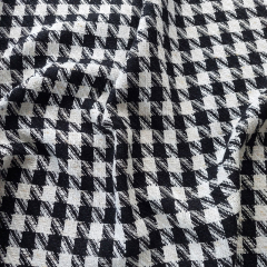 Boucle Stoff Hahnentritt Lurex, schwarz cremewei