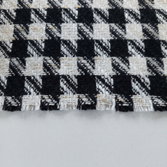 Boucle Stoff Hahnentritt Lurex, schwarz cremewei