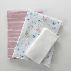 STOFFPAKET Jerseystoff Hasen Streifen, wei hellaltrosa