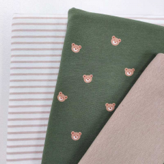 STOFFPAKET Jerseystoff B�rchen Streifen, beige wei� khakigr�n