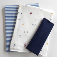 STOFFPAKET Jerseystoff Katzengesichter Streifen, jeansblau cremewei�