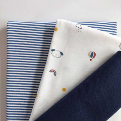 STOFFPAKET Jerseystoff Katzengesichter Streifen, jeansblau cremewei�