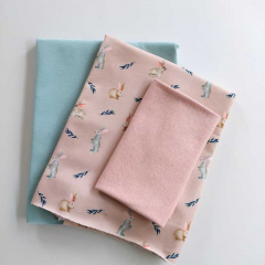 STOFFPAKET Jerseystoff Hasen Strucher, petrol mint nude
