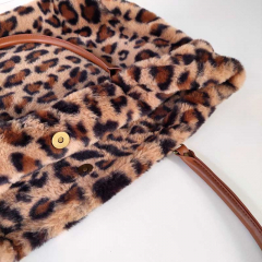 RESTSTCK 31 cm Fellimitat Plsch Leopardenmuster Animal Print flauschig weich, braun schwarz camel