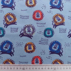 Jerseystoff Lwen, jeansblau