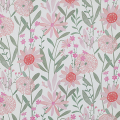 Baumwollstoff Popelin Blumen digital, flieder pink mint wei