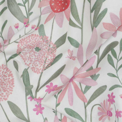 Baumwollstoff Popelin Blumen digital, flieder pink mint wei