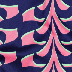 Baumwollstoff seidig glatt abstrakte Blumenranken, pink mint dunkelblau