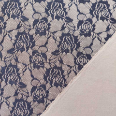 RESTSTCK 60 cm Jerseystoff Punto di Roma Spitze Blumen, schwarz camel