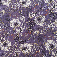 Viskosejersey Stoff Blumen Paisleymuster, lila