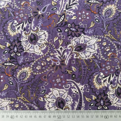 Viskosejersey Stoff Blumen Paisleymuster, lila