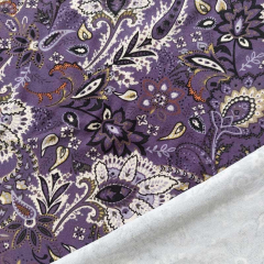 Viskosejersey Stoff Blumen Paisleymuster, lila