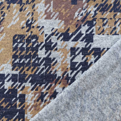 Strickstoff Hahnentritt, camel dunkelblau grau meliert