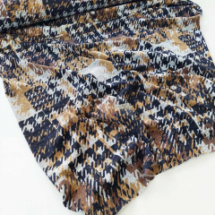 Strickstoff Hahnentritt, camel dunkelblau grau meliert