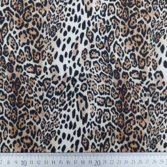 Softshell Stoff Leopardenmuster Animal Print, schwarz beige